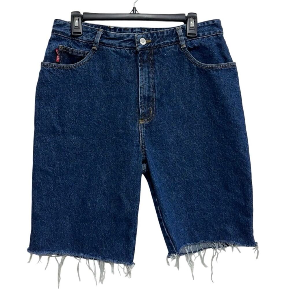 Vintage Bongo Denim Bermuda Jorts Shorts USA Made‎ Frayed Hem Y2K Size 32